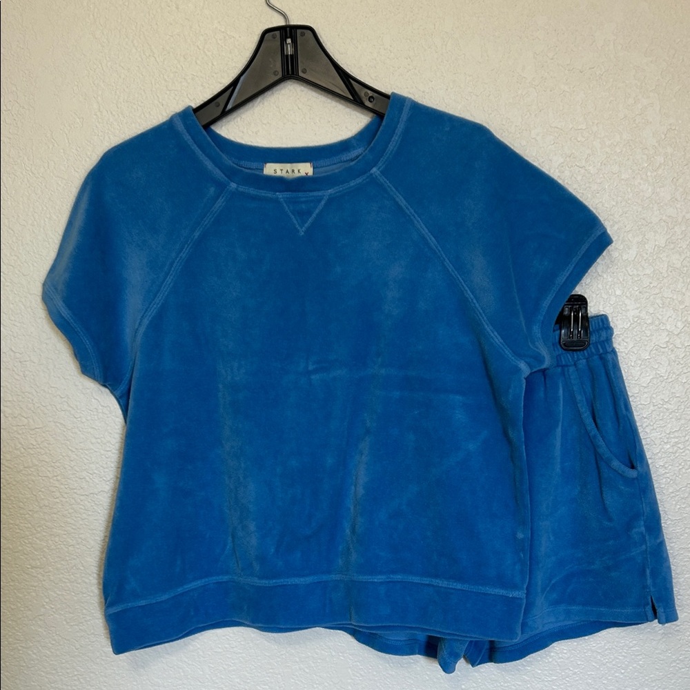 Stark X Blue Velour Top and Shorts